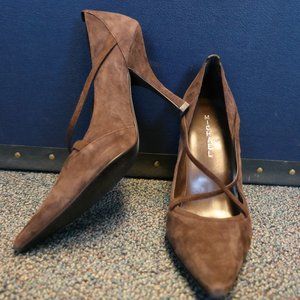 Brown Suede Criss Cross Heels